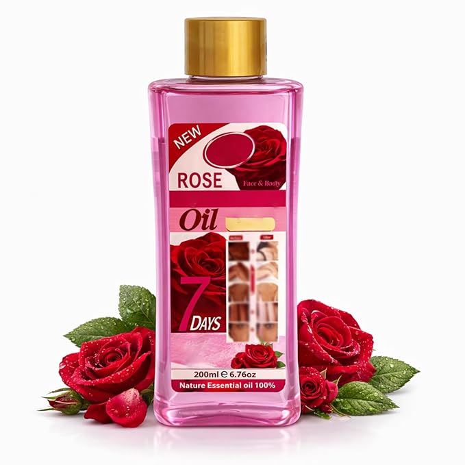 Rose Oil for Massage and Skin Moisturizing, Lightweight Hydrating Body Oil for Dry Skin, Spa Body Care Oil with Rose Extract, 200ml / 6.76 fl oz