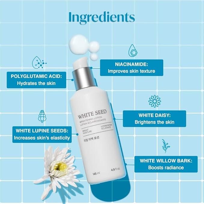 The Face Shop White Seed Brightening Lotion Face Moisturizer - Targets Dark Spots, Dullness and Dryness - Brightening, Hydrating - Niacinamide - Skin Care - Korean Skin Care Moisturizer Face Cream
