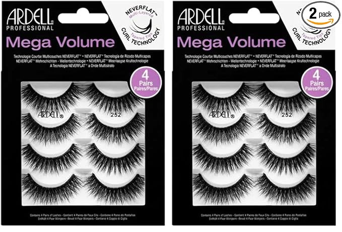 Ardell False Eyelashes Mega Volume 252, 2 pack (4 pairs per pack)