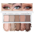 KYDA 5 Colors Netural Nude Eyeshadow Palette with Brush, Matte Brown Eyeshadow, All Matte Eyes Palette, High Pigment Eye Makeup Gift for Women, Korean Eyes Makeup, BROWN