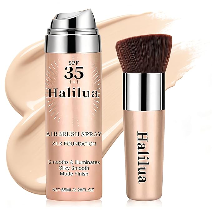 Airbrush Makeup Foundation,SPF 35 Full Coverage Foundation for Mature Skin, Older Women and Middle-aged，Lightweight & Moisturizing, Buildable Coverage Skin Tone Correcting,Radiance Skin (1# Natural)