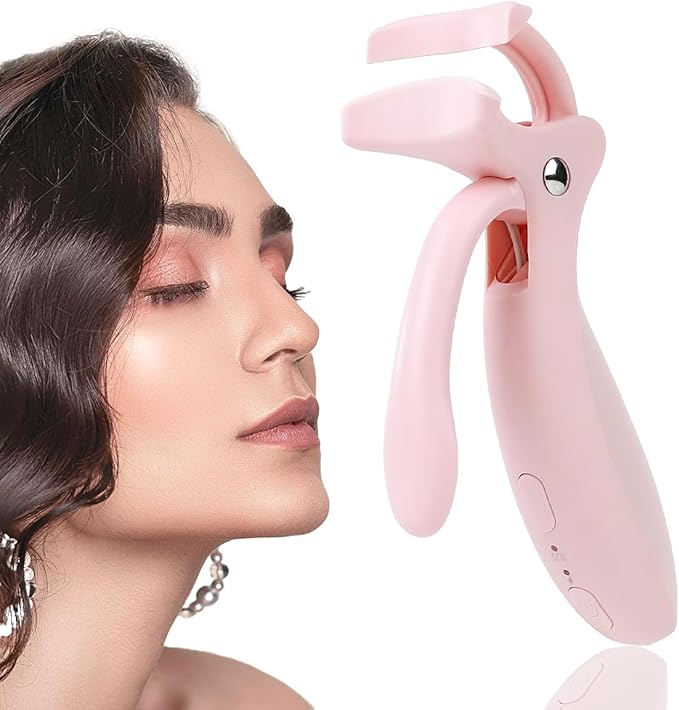 Pinkiou Heated Eyelash Curler for Women,Fast Heat up,Electric Eyelash Curler with Color-Changing Silicone Pad & Overlay Heating, USB-C Rechargeable,2 Temperature Control,Long-Lasting Lash Curler