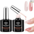 modelones Base Coat Builder Nail Gel, 2 Pcs Cover Nude and Rose Pink Gel Builder for Thickening Apex Building 8-in-One Rubber Color Base Polish Extension LED Lamp Cured 10 ml DIY Home Salon