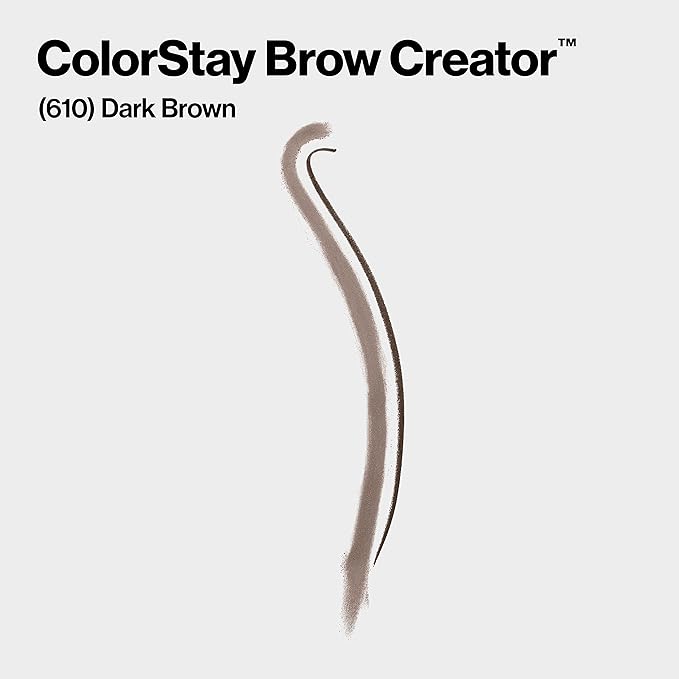 Revlon ColorStay Brow Creator, 2-in-1 Precise Eyebrow Pencil & Powder with Spoolie Brush, Waterproof & Long Lasting, 610 Dark Brown, 0.003 oz