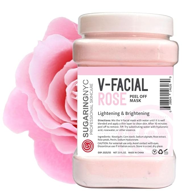 Vajacial Jelly Mask Peel-Off Bikini, Jelly Mask Underarms Area Peel Mask - Bulgarian Rose with Pieces of Rose- Professional Size 23oz by Sugaring NYC
