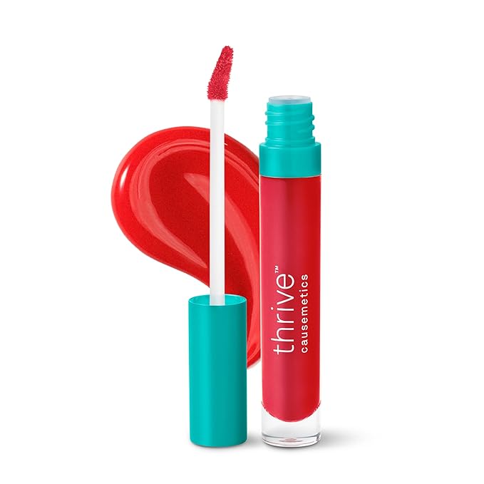 Thrive Causemetics Sheer Strength Lip Plumping Peptide Gloss, Lip Plumper with Vitamin E, Peptides, Plumps, Smooths & Hydrates Lips, High Shine, Vegan & Cruelty Free, Jessica (Raspberry Red)