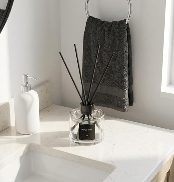 Reed Diffuser Set of 3 for Bathroom Shelf Decor, Sticks Diffuser with Essential Oils Included | Eucalyptus & Lavender, Jasmine, Sandalwood Rose Scent(1.7 fl oz/Pack) | Defusers