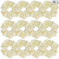12 Pcs Satin Silk Scrunchies Soft Hair Ties Fashion Hair Bands Bow Ropes Elastic Bracelet Ponytail Holders Hair Accessories for Women and Girls (4.5 Inch, Light Yellow)
