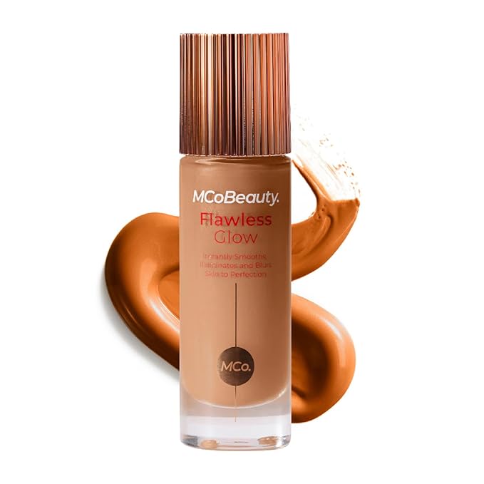 MCoBeauty Flawless Glow Luminous Skin Filter - 6 Medium Dark - 4-in-1 Primer, Highlighter & Foundation Booster - Dewy Illuminating Tint Face Makeup with Squalane Vitamin E - Vegan & Cruelty Free