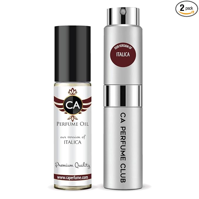 CA Perfume Duo Impression of Italica For Women And Men Perfume Layering Set Long Lasting Travel Size EDP + Body Oil Roll-On Bottle 0.27 Fl Oz+0.33 Fl Oz