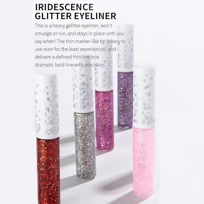 Liquid Glitter Eyeshadow & Eyeliner - Metallic Glitter Shimmer Eye Looks, Waterproof, Long Lasting & Quick-Drying Sparkling Eye Shadow Makeup - Euphoria 05