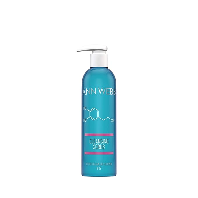 Facial Cleansing Scrub - All Natural Gentle Daily Exfoliating Facial Scrub Unclogs Pores, Clears Blackheads & Acne - Leaves skin glowing - Super Hydrating Scrub won't damage skin 6oz