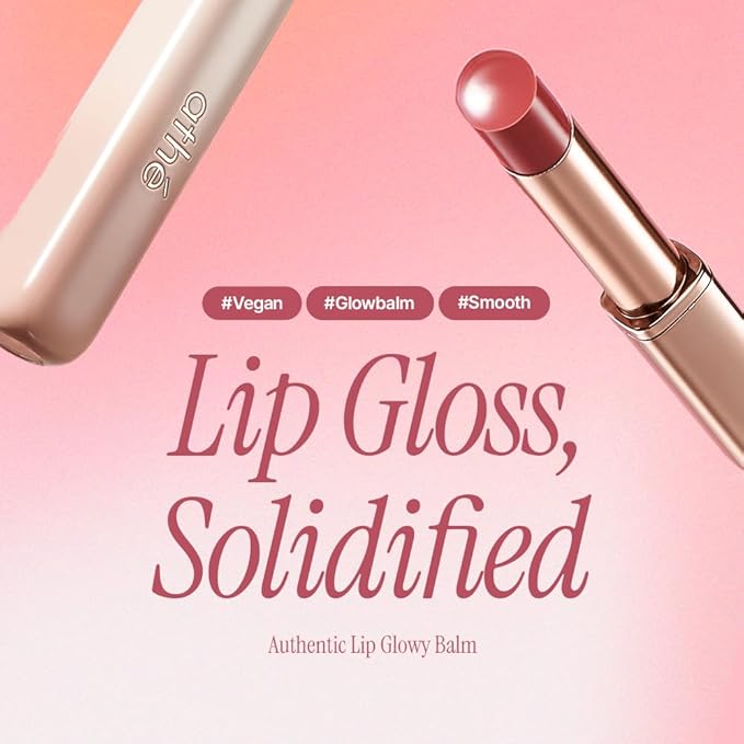athé Authentic Lip Glowy Balm – Glossy Tinted Lip Treatment Stick | Ceramide NP, Squalane & Palmitoyl Tripeptide-1 | Tremella Fuciformis (Snow Mushroom) | Fragrance-Free | K-Beauty | 0.12 oz