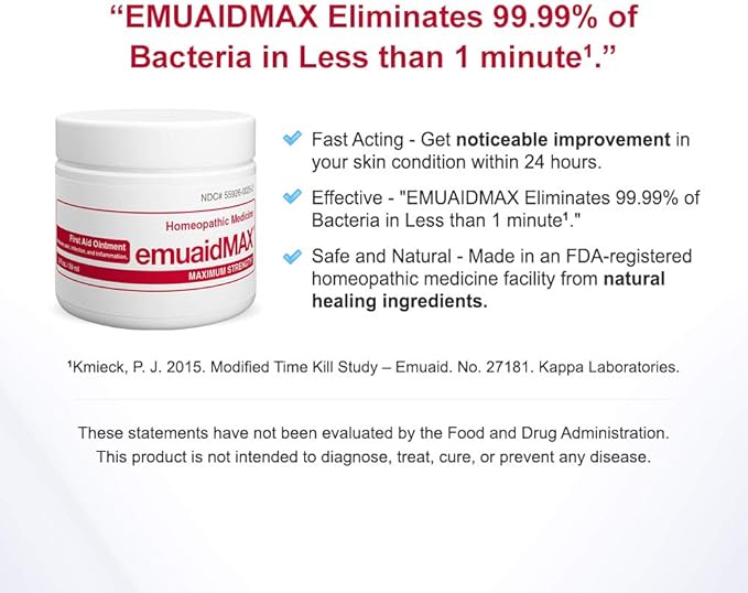 emuaid EMUAIDMAX Eczema Ointment, Maximum Strength Soothing Relief for Eczema, Psoriasis, Athlete’s Foot, Jock Itch, Rashes, Itchy, Dry, Irritated Skin and Minor Skin Irritations, 16oz (Pack of 2)