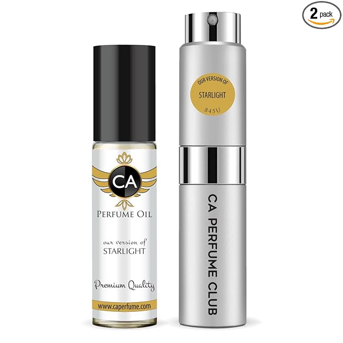 CA Perfume Duo Impression of Starlight For Women And Men Perfume Layering Set Long Lasting Travel Size EDP + Body Oil Roll-On Bottle 0.27 Fl Oz+0.33 Fl Oz