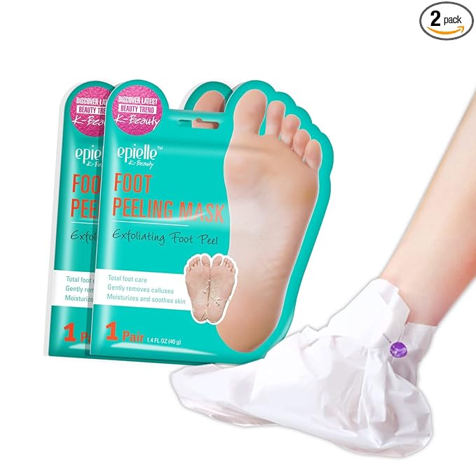 Epielle Foot Peel Mask | 2 Pairs | For Cracked Heels, Dead Skin & Calluses | Smooth & Repair Rough, Dry Skin | Beauty Gift, Spa Day, Gift Set | Korean Skincare