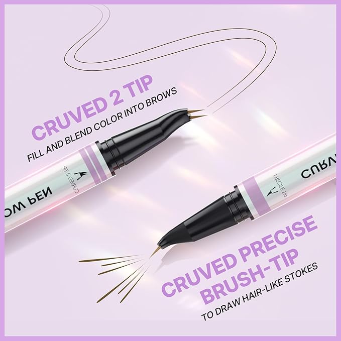 Eyebrow Pencils for Women, 30° Curved Magic 2 in 1 Eyebrow Pen Pro, Waterproof Eye Brow Pen with 2 Tips, Microblading Brow Pencils for Precise Hair Like Strokes, Last All Day Makeup (Dark Brown)
