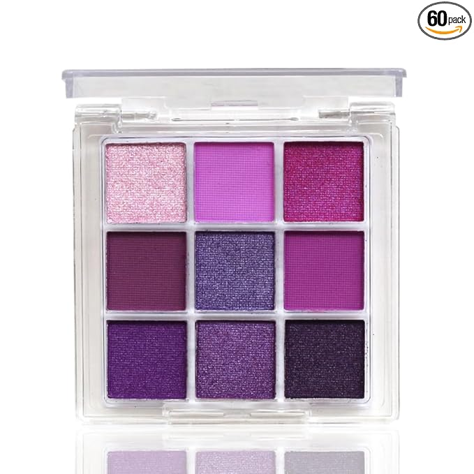 Purple Glitter Matte Eyeshadow Palette, 9 Colors Shimmer High Pigmented Eyeshadow Powder, Dream Purple Eye Shadow Palette Makeup,Waterproof Blendable Colorful Eyeshadow Palette for Girl Women