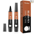 Black Beard Pencil Filler for Men - 2 PCS Beard Pen, 4-fork Tip Beard Styling Pen - Beard, Moustache & Eyebrows, Long Lasting Coverage Natural Finish, Waterproof Beard Pencil Kit for Father Male Gift