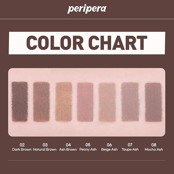 PERIPERA Speedy Skinny Brow Mascara (07 TAUPE ASH), Tinted Eyebrow Mascara with Slim Precision Brush. Clump-Free Natural Brows, K Beauty, Korean Makeup