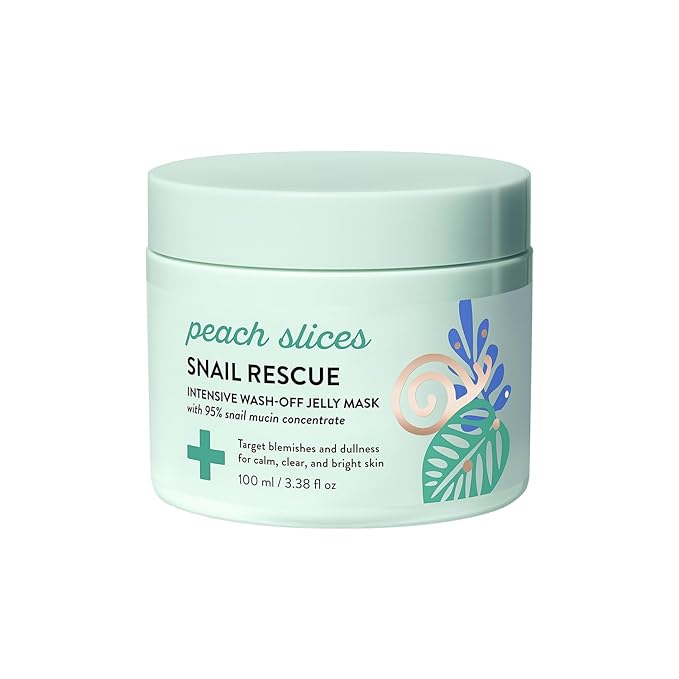 Peach Slices - Snail Rescue Intensive Wash-Off Jelly Mask (3.38 oz) - 95% Snail Mucin Concentrate - Gentle, Clear Skin - Cica, Birch Juice & Licorice - Clean & Cruelty Free - Korean Skin Care & Beauty