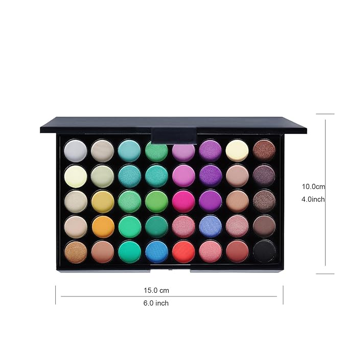 40 Colors Rainbow Makeup Eyeshadow Palette - Professional High Pigmented Matte Glitter Colorful Pallet, Waterproof Long Lasting Eye Shadow Powder