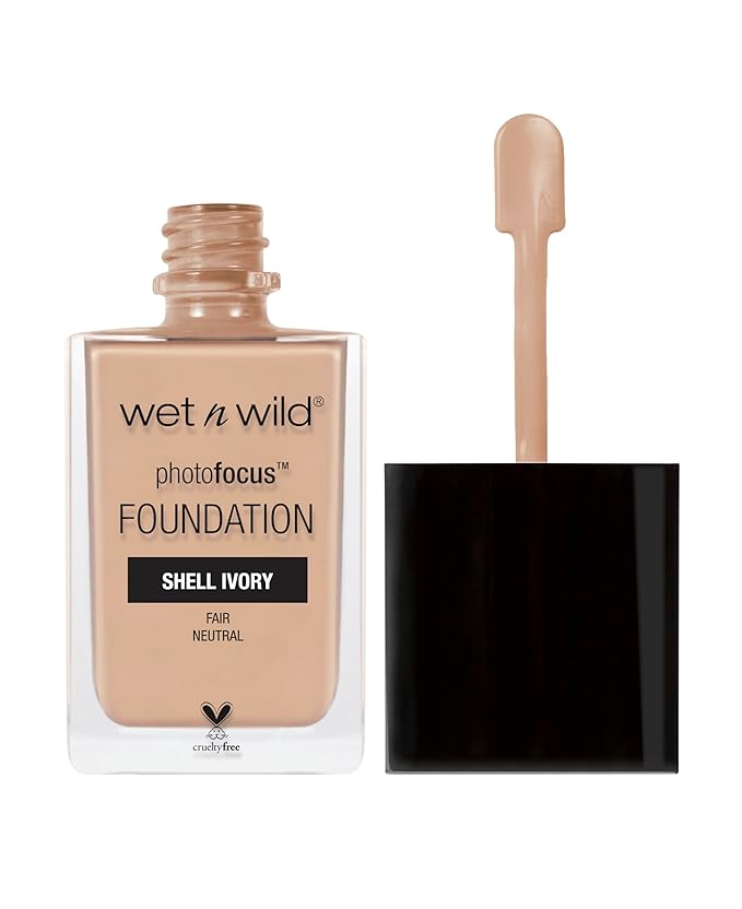 wet n wild Photo Focus Matte Liquid Liquid Foundation Shell Ivory, Vegan & Cruelty-Free
