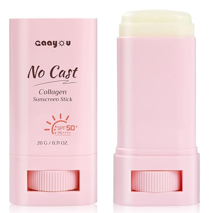 No Cast Sunscreen Stick SPF PA50++++ Collagen Sunscreen Korean Sunscreen Stick Soothing Moisture Matte Sun Stick for Face & Body Non Sticky, No White Cast
