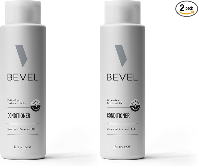 Bevel Hair Conditioner for Men with Coconut Oil and Shea Butter, Sulfate Free Conditioner for Textured Hair, Moisturizes, Conditions and Detangles Hair, 12 Oz (Packaging May Vary) (Pack of 2)