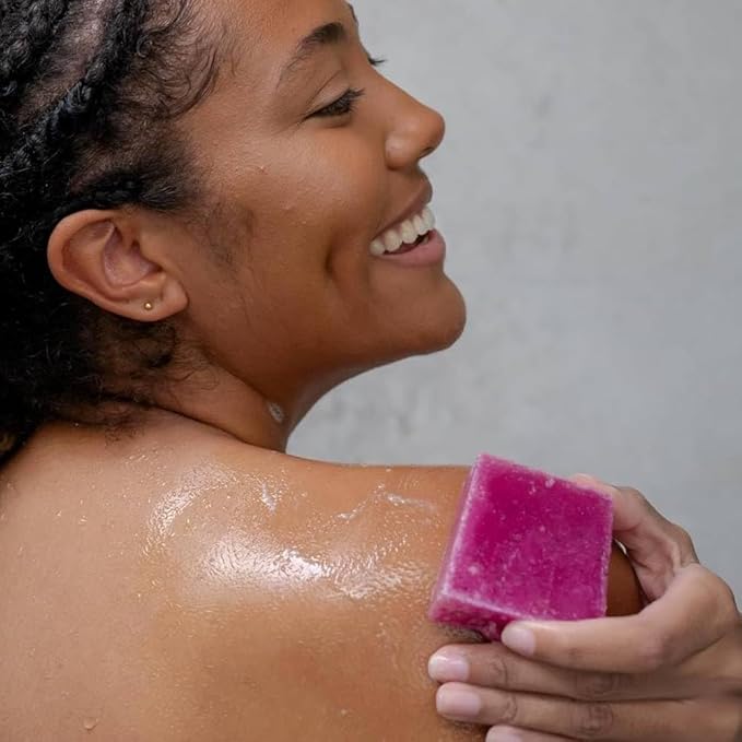 ANIHANA Sugar Scrub Soap Bar with Coconut Oil, Moisturizing, Gentle, Exfoliating Body Scrub, Refreshing Raspberry and Vanilla Scent, 3.6 Oz