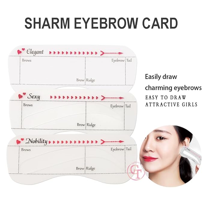 TgoBeauty 10PCS Women Eyebrow Card Reusable High Durability Eyebrow Stencil Grooming Shaper Template Eye Makeup Tools Stickers for Eyebrow PMU (10pcs/set)