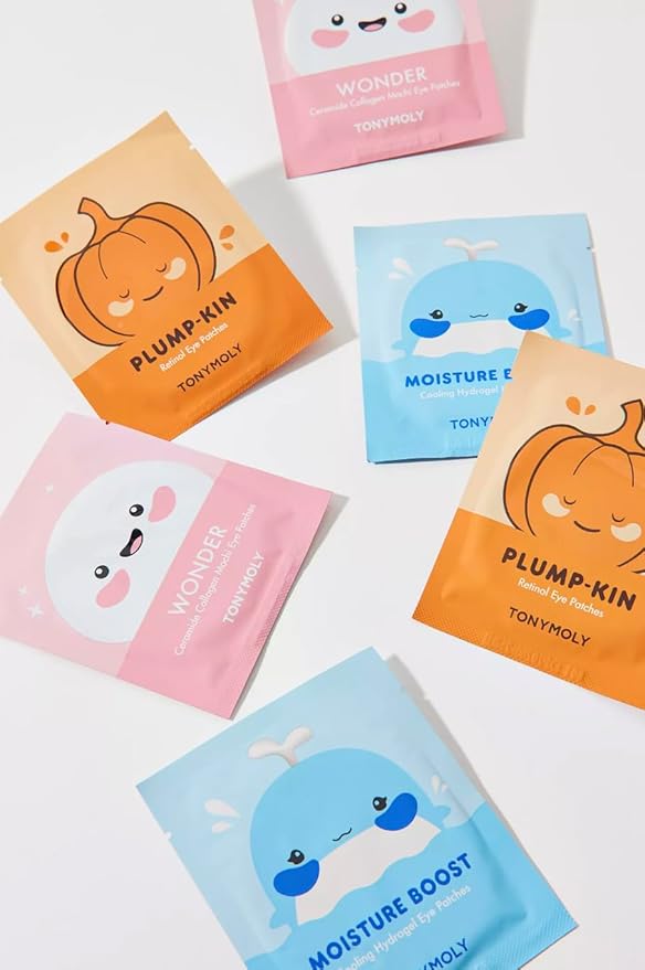 TONYMOLY 6 Pc Assorted Hydrogel Eye Mask Set, Heart Eyes Ornament - Reduce Fine Lines, Wrinkles, Dark Circles, Moisturizing, Nourishing - Collagen, Hyaluronic Acid, Retinol