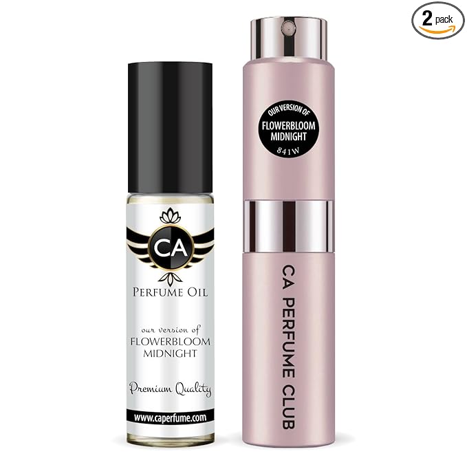 CA Perfume Duo Impression of Flowerbloom Midnight For Women Perfume Layering Set Long Lasting Travel Size EDP + Body Oil Roll-On Bottle 0.27 Fl Oz+0.33 Fl Oz