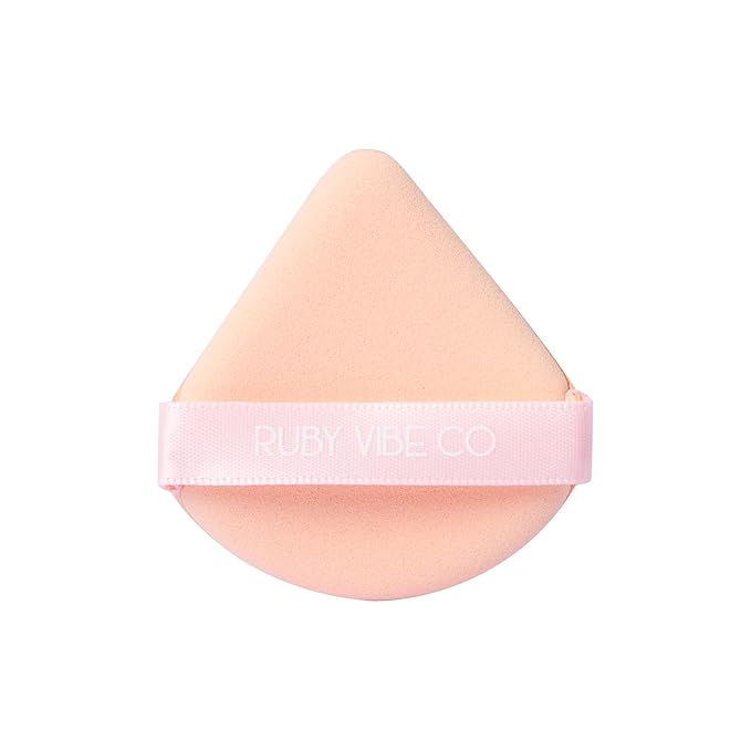 RubyAir Luxe Puffs, Set 2 Air Puffs, Round and Triangle Shapes, Latex-Free Velvet, Beige, for Foundation, Concealer, Blush, Setting Powder, Wet or Dry Use, All Skin Types | RUBY VIBE CO