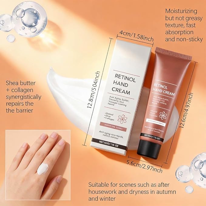 Retinol Hand Cream Anti Aging, Hydrating & Moisturizing Hand Lotion with Anti-Aging Formula to Help Prevent Wrinkles & Reduce Fine Lines (100G Intense Hand Cream With Retinol for Dry Hands)
