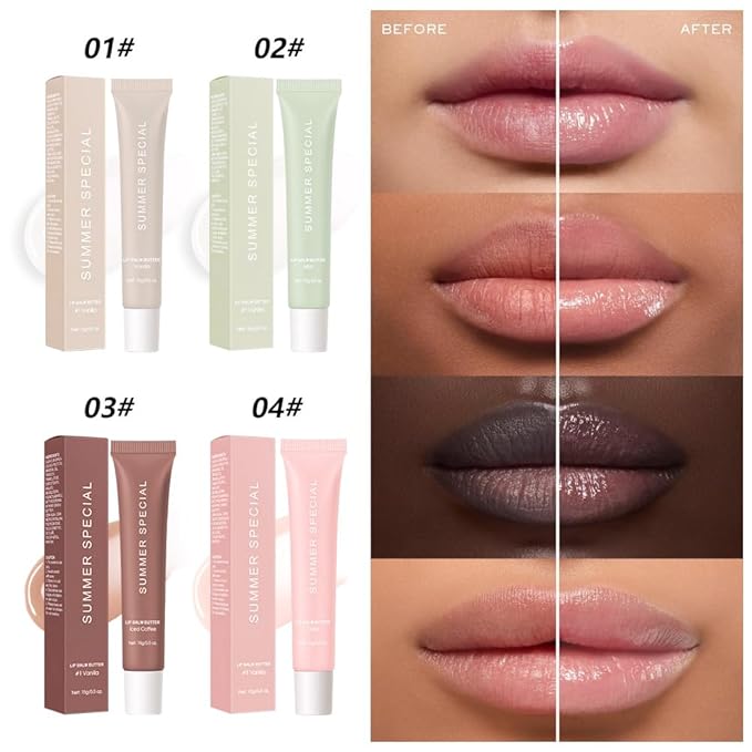 FeiCuiYun 2Pcs Summer Lip Butter Lip Balm, Ultra-Hydrating Natural Vegan Lip Balm, Sheer-Tinted Shine & Hydration, Soothes & Softens Dry Lips Skincare, Bálsamo labial hidratante (#1+2#)