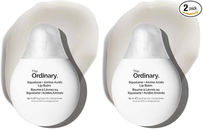 The Ordinary Squalane + Amino Acids Hydrating Lip Balm, for Lips, Elbows, and Cuticles, 0.5 Fl Oz,(Pack of 2)