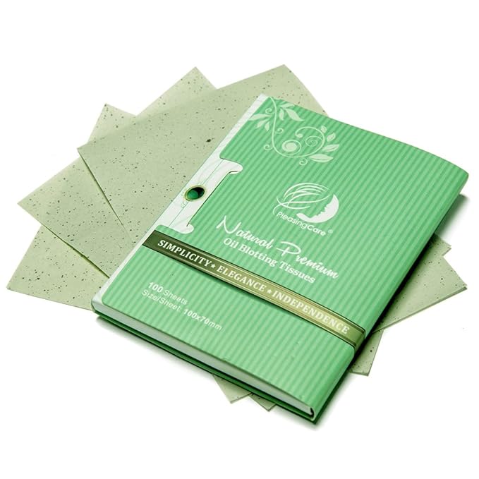 Facial Oil Blotting Paper For Oily Skin, 100 Count, pack of 6 - Natural Green Tea Face Absorbing Sheets, Skin Care and Oil Control Must Have For Both Female and Male