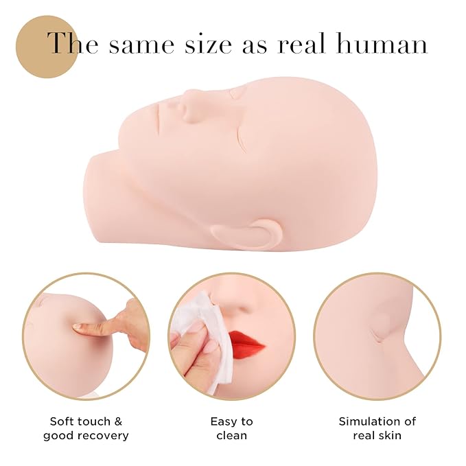LASHVIEW Lash Mannequin Head, Practice Training Head for Make Up and Lash Extention,Cosmetology Face Head,Soft-Touch Rubber,Easy to Clean by Skincare Essential Oil.