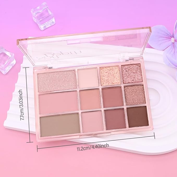 AMY'S DIARY Pink, Nude, and Shimmer Eyeshadow Palette Eye shadow Makeup,Rose Gold Eyeshadow Shimmer Glitter Eyeshadow Waterproof Pallete, Eye Make Up (12-02)