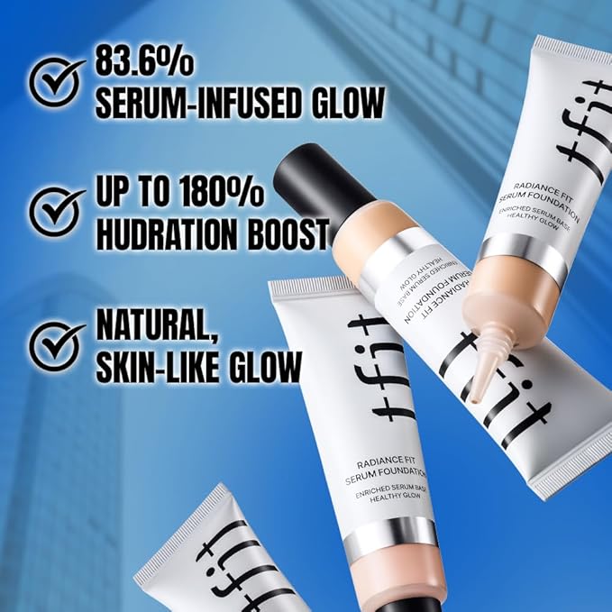 TFIT Radiance Fit Serum Foundation - Flawless Coverage, Dewy finish, Long-lasting, Lightweight, Korean Makeup,1.05 Oz. (N1.5 Suede, 1.05 Oz.)