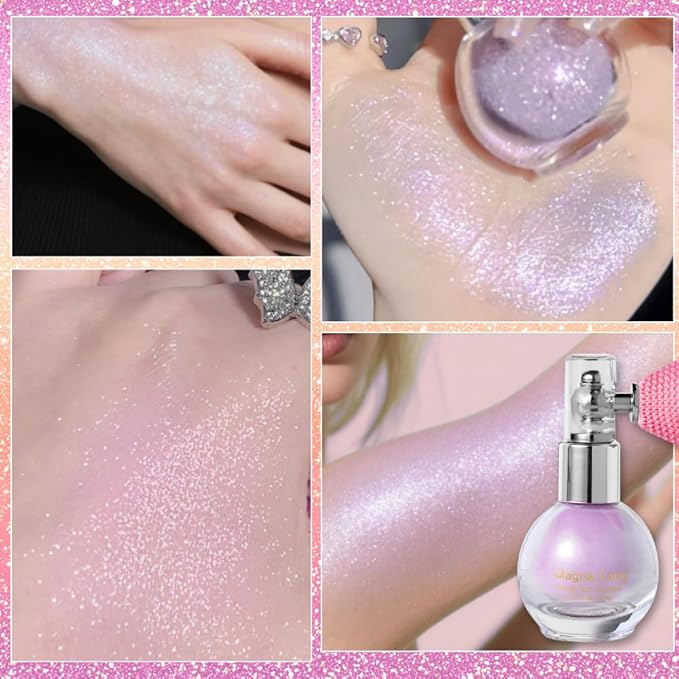 Body Glitter Spray, Hair Glitter Spray, Body Shimmer Powder, Face Glitter Highlighter, Glitter Spray, Body Shimmer Spray for Skin (Purple)