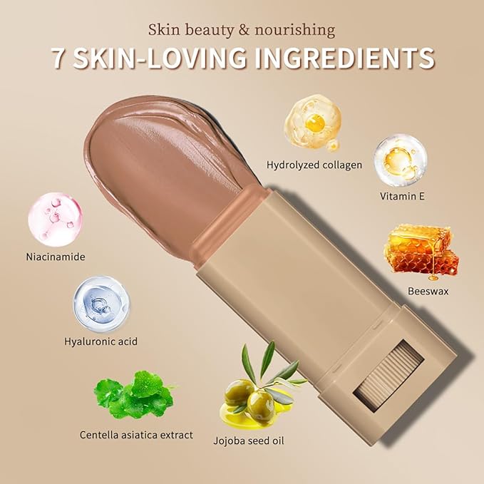 FYEBOO 2025 New Beauty Balm Serum Boosted Skin Tint, Solid Tinted Serum Contour Stick, Hydrating Tinted Moisturizer Foundation Stick, Radiant Dewy Natural Finish Facial Color Correct (# 02)