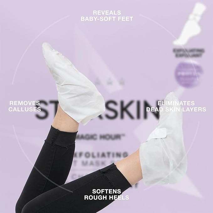 STARSKIN Magic Hour, Exfoliating Foot Mask Sock with Lactic and Glycolic Acid, Gently Removes Calluses and Dead Skin for Effective Peeling, K Beauty Skincare (1 Pack)