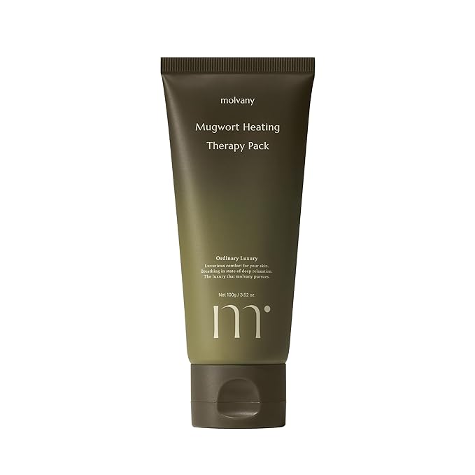 molvany Mugwort Clay Mask for Pores & Sebum Control Heating Wash-Off Mask to Reduce Puffiness & Calm Skin 3.52 oz