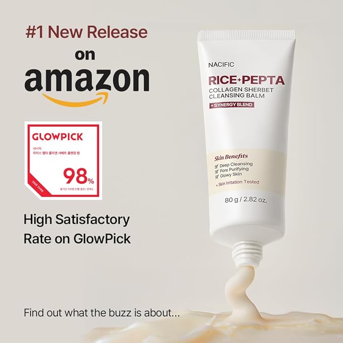 NACIFIC Rice Pepta Collagen Sherbet Cleansing Balm 2.82oz. 80g Makeup Remover Korean Skincare Deep Face Cleanser Pore Purifying Non greasy