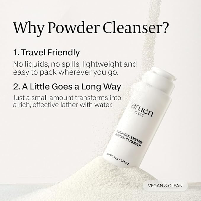 Fermented Tofu Collagen Enzyme Powder Cleanser – Fermented Soy Milk with Collagen & Hyaluronic Acid – Korean Gentle Exfoliating Powder Face Wash for Deep Cleansing & Pore Care (1.41 oz / 40g)
