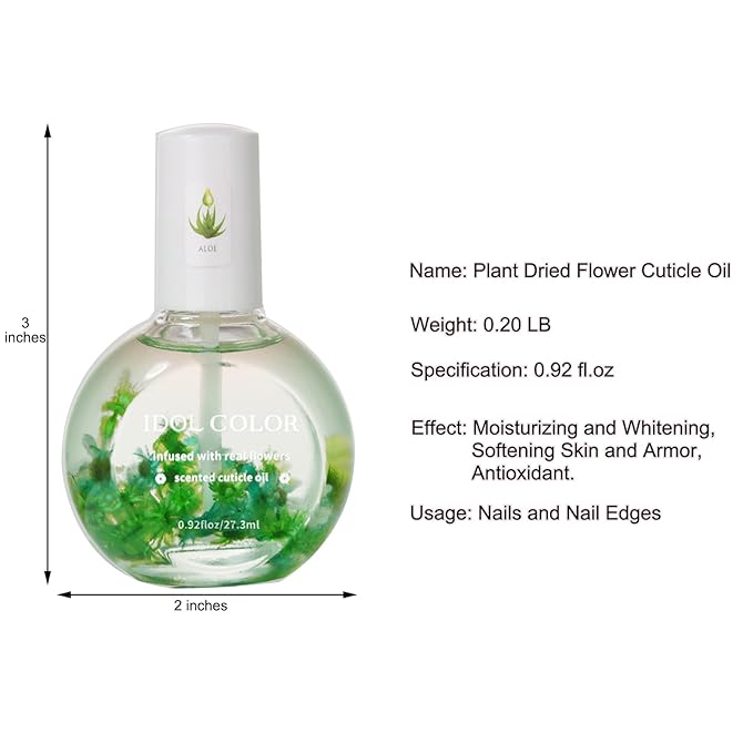 Flowery Scented Cuticle Oil, Infused with Real Flowers, Cuticle Revitalize Oil, Nail Oil For Growth And Strength, Cuticle Remover - Nail Strengthener - Cuticle Softener (0.92 fl.oz, ALOE)