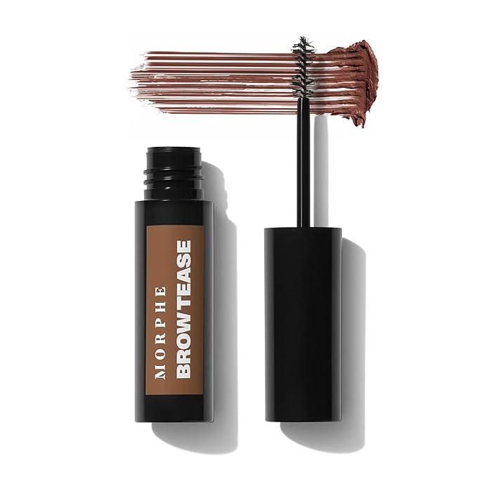 Morphe Brow Tease Eyebrow Gel Mousse - Volumizing Brow Gel to Tint, Thicken & Shape with 100% Natural Bamboo Fibers - Enriched with Conditioning Coffee Seed Oil - Almond (0.16 fl oz)