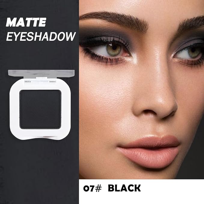 Matte Black Single Eye Shadow Palette Makeup for Older Women, Black Cream Eye shadow Palette Single Matte, High Pigment Waterproof Monochrome Mini Eyeshadow, sombra de ojos